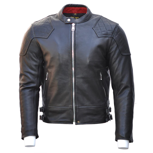 '76 Cafe Racer motorcycle leather jacket in black