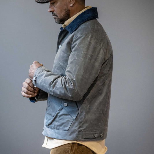 Pollux Padded Wax Jacket in Stone