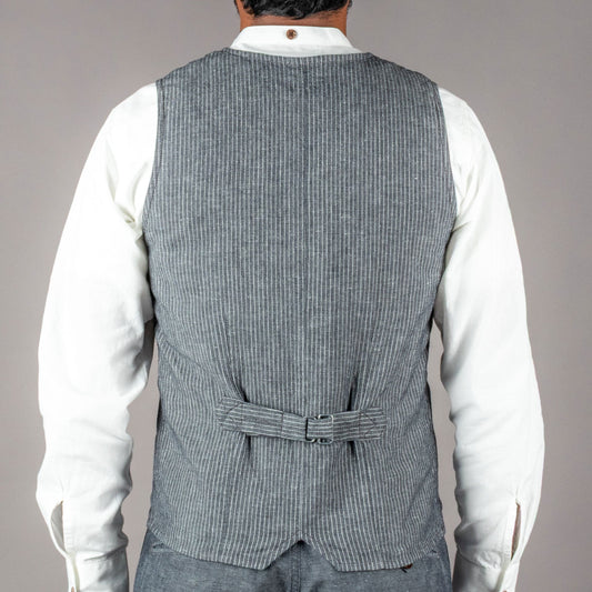Pike Brothers1905 Hauler Vest Grey Striped LinenWestenBritish Parts Luzern