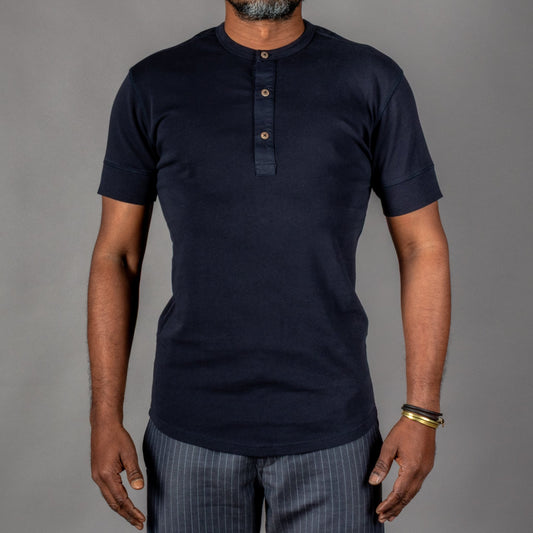 Pike Brothers 1927 Short-Sleeve Henley Shirt, Mojave Blue Henley, British Parts Lucerne