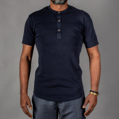 Pike Brothers 1927 Short-Sleeve Henley Shirt, Mojave Blue Henley, British Parts Lucerne