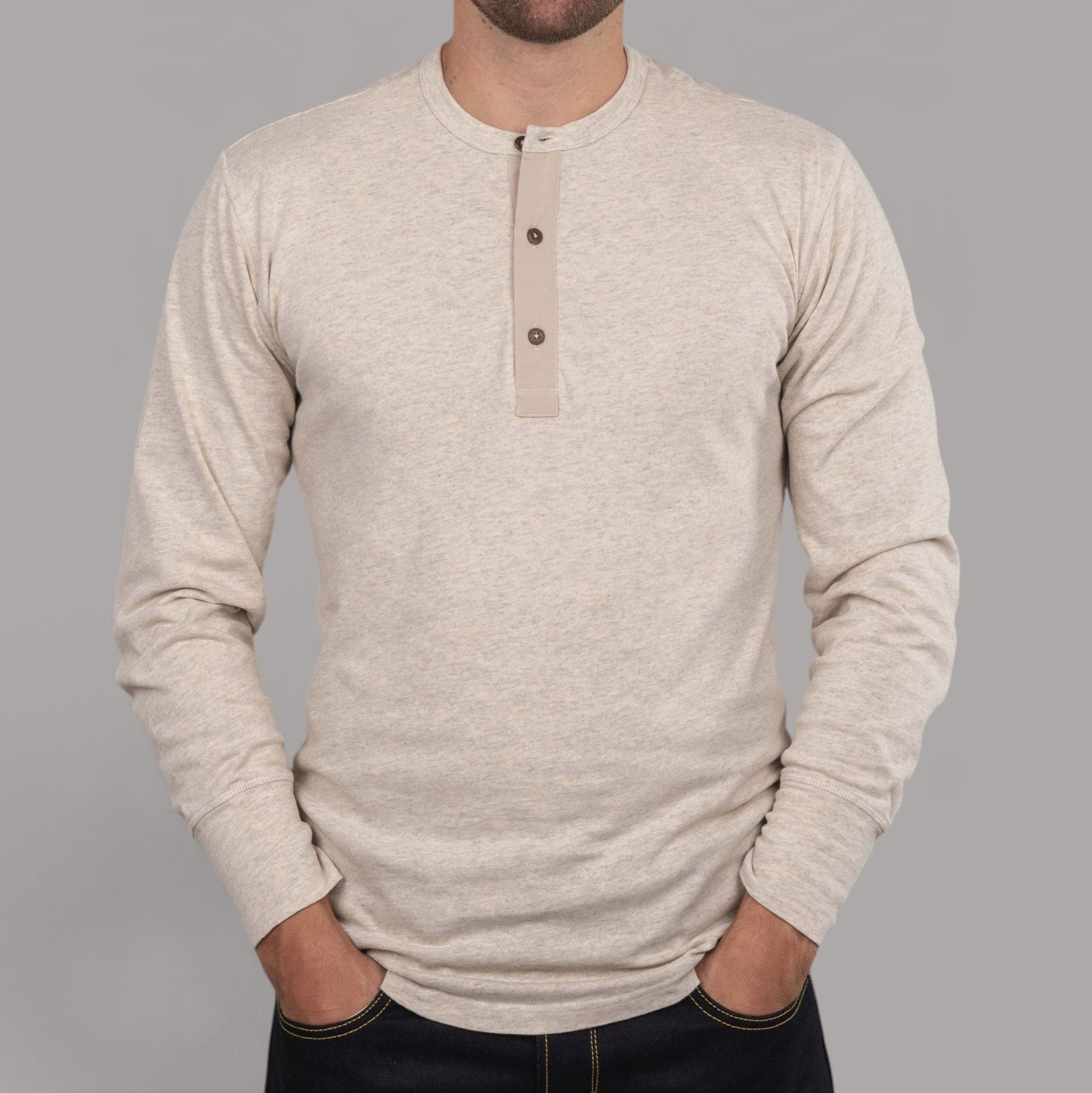 Pike Brothers1927 Henley Shirt long sleeve ecru melangeHenleyBritish Parts Luzern