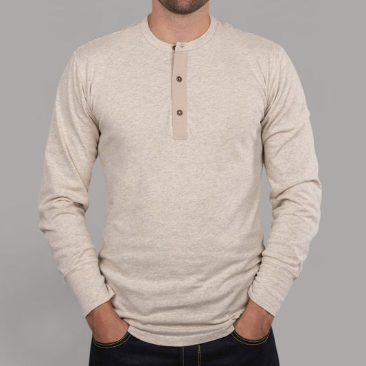 Pike Brothers1927 Henley Shirt long sleeve ecru melangeHenleyBritish Parts Luzern