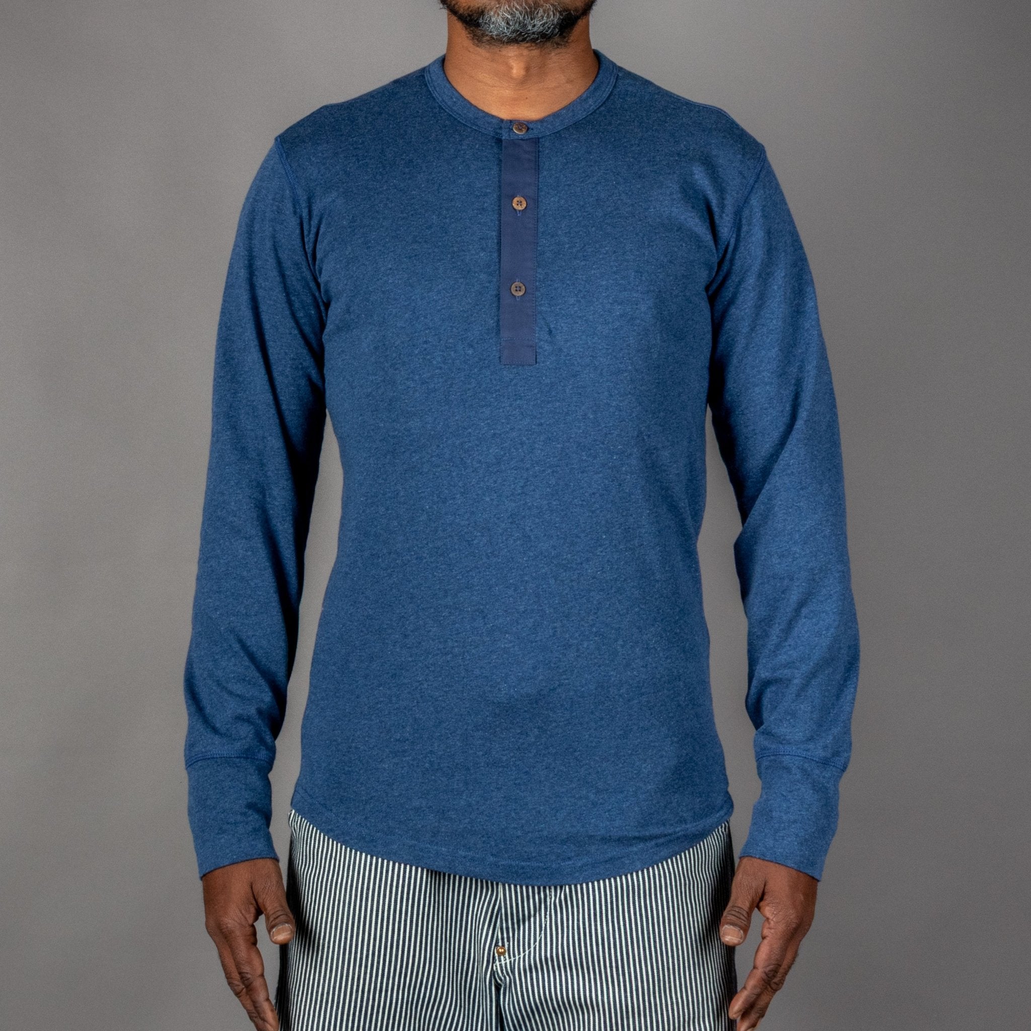 Pike Brothers1927 Henley Shirt long sleeve Indigo MelangeHenleyBritish Parts Lucerne