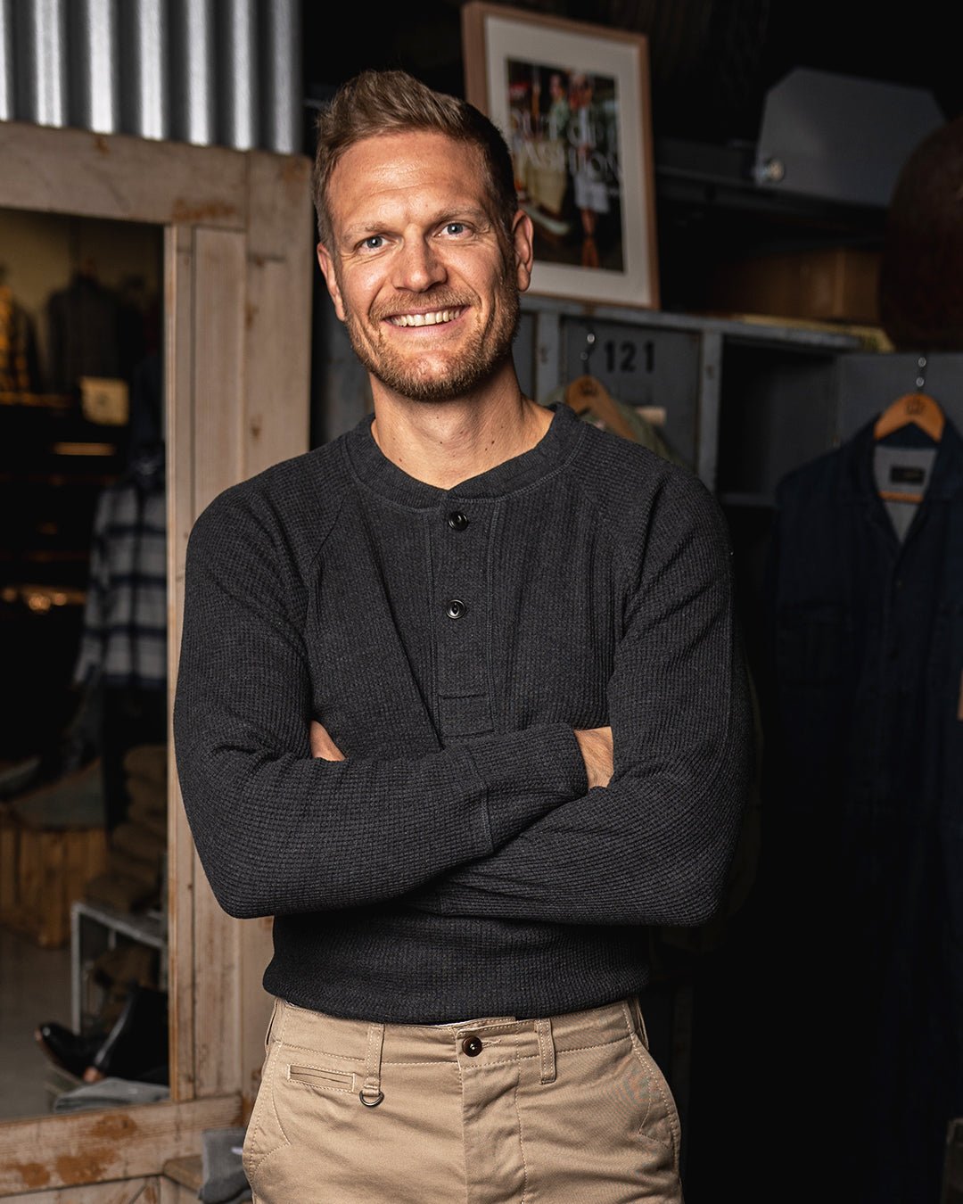 Pike Brothers1936 Waffle Shirt Iron GreyHenleyBritish Parts Luzern