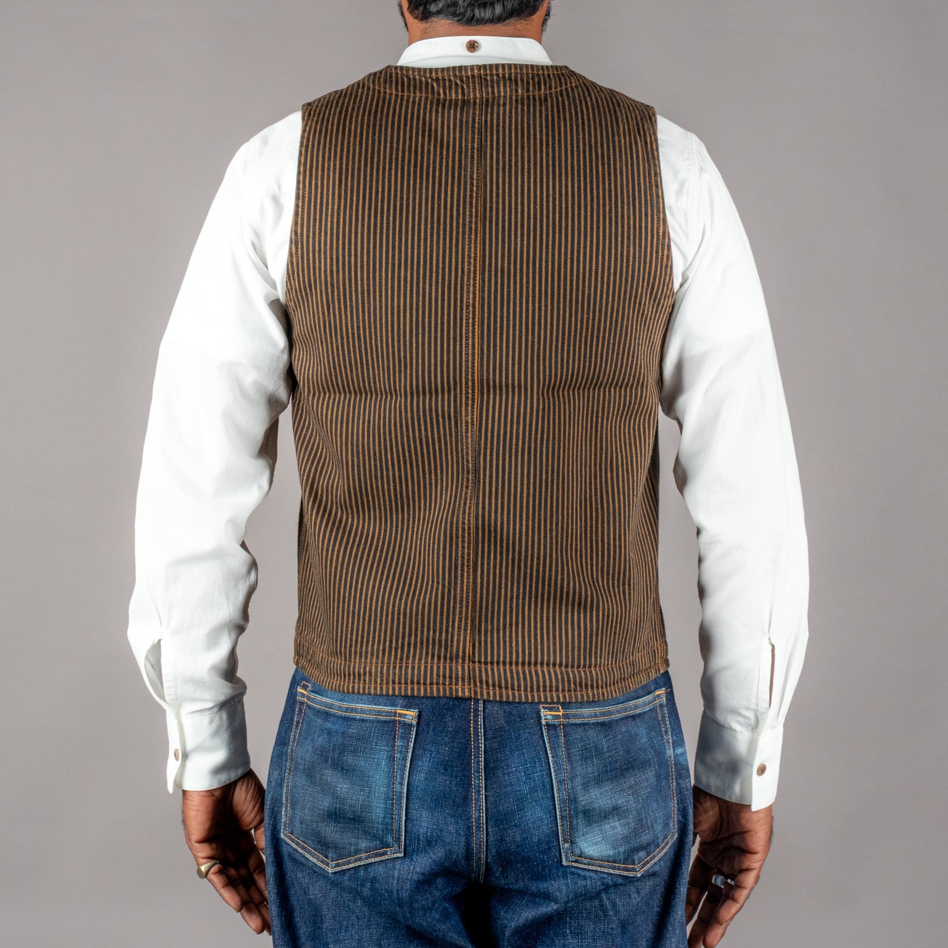 Pike Brothers1937 Roamer Vest Hickory Stripes BrownWestenBritish Parts Luzern