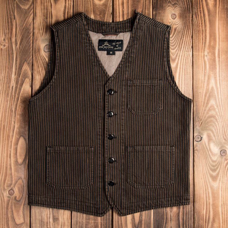 Pike Brothers1937 Roamer Vest Hickory Stripes BrownWestenBritish Parts Luzern