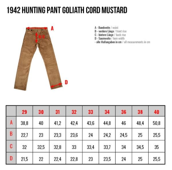 Pike Brothers1942 Hunting Pant Goliath Cord MustardHosenBritish Parts Luzern