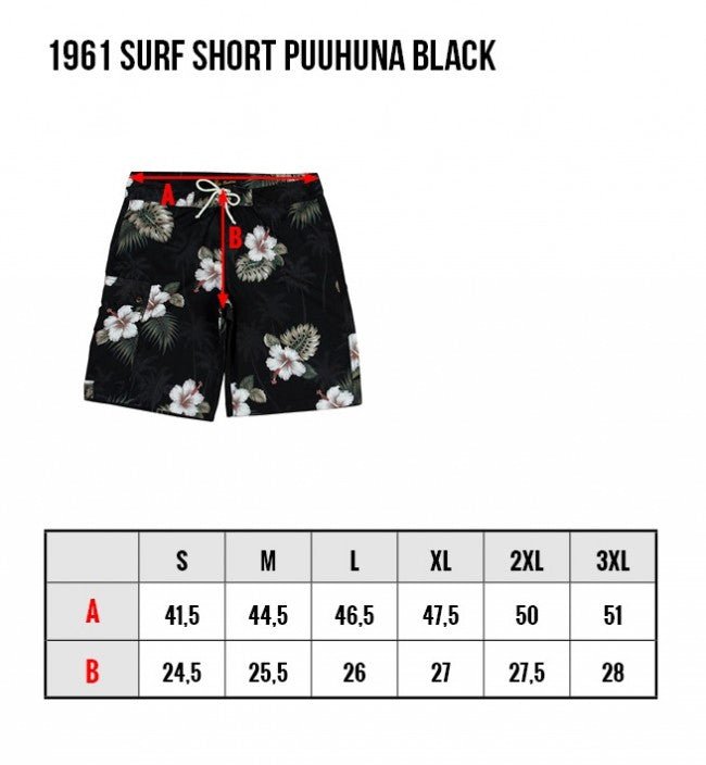 Pike Brothers1961 Surf Short Puuhuna BlackBritish Parts Luzern