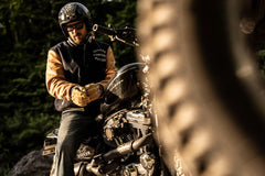 RokkerCollege Jacket Navy / Brown MotorradjackeMotorradjackeBritish Parts Luzern