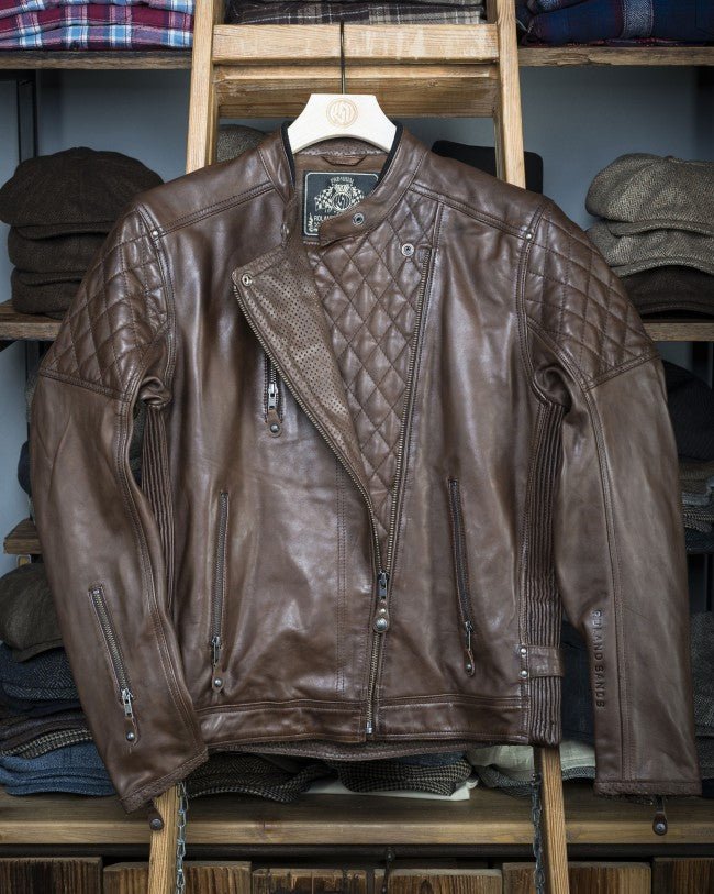 Roland Sands DesignClash CE Motorradlederjacke in TobaccoMotorradjackeBritish Parts Luzern