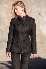 Roland Sands DesignGinger Damen Motorradjacke Waxed Cotton schwarzMotorradjackeBritish Parts Luzern