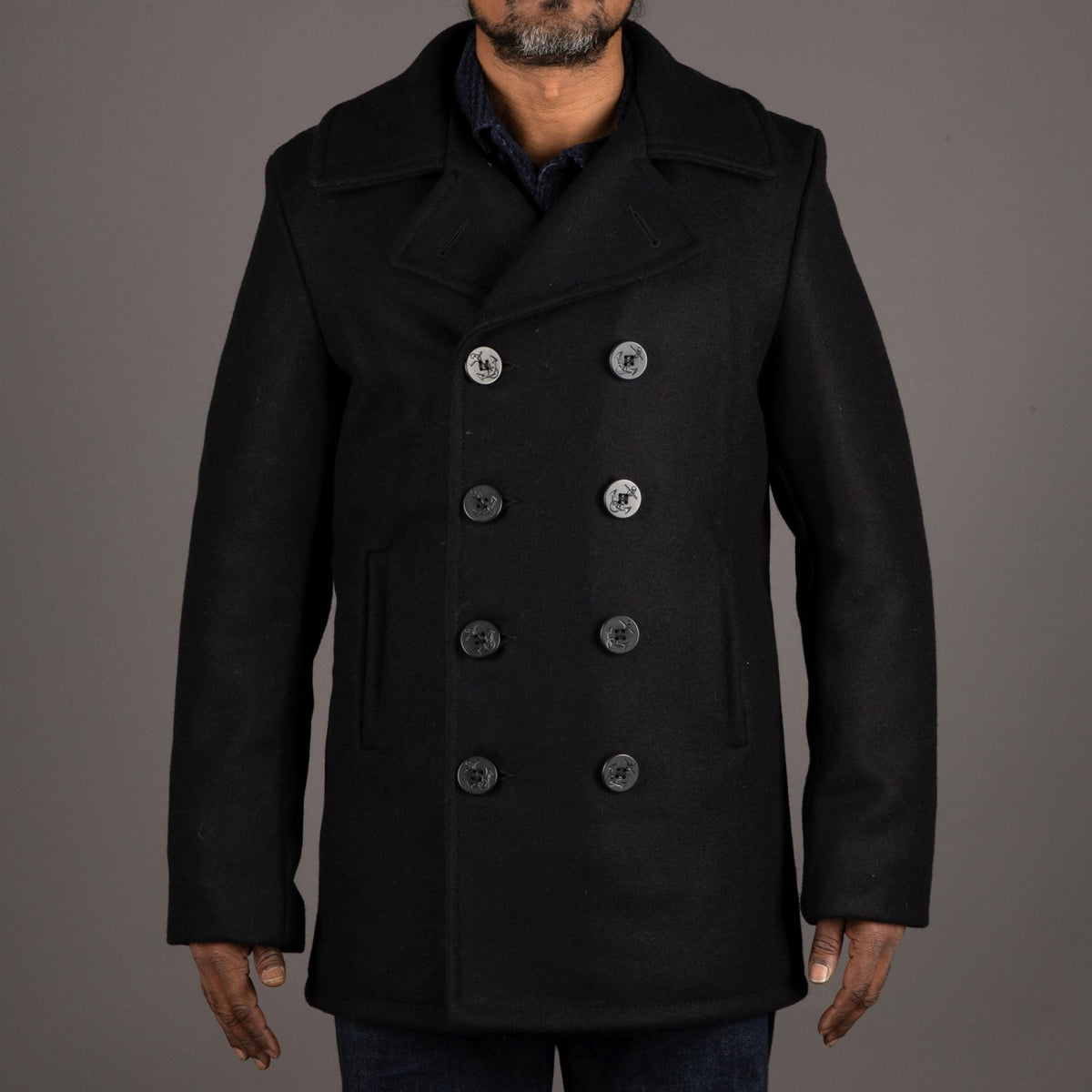 Schott NYCClassic Melton Wool Navy PeacoatMantelBritish Parts Luzern