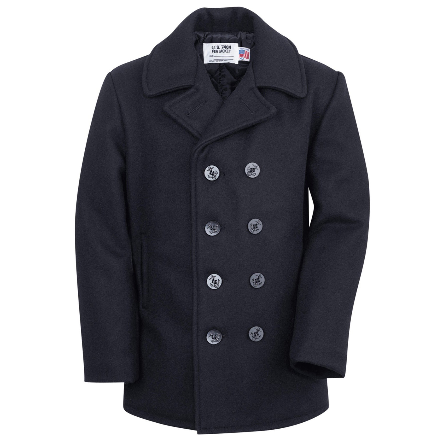 Schott NYCClassic Melton Wool Navy PeacoatMantelBritish Parts Luzern