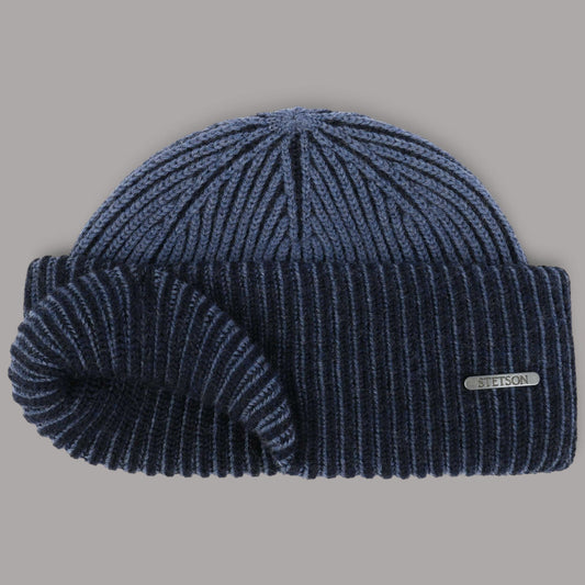 StetsonBeanie aus Merinowolle in Hellblau / NavyMützeBritish Parts Luzern