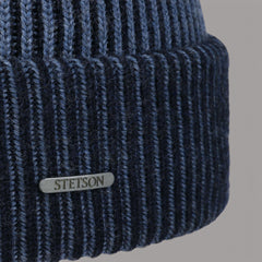 StetsonBeanie aus Merinowolle in Hellblau / NavyMützeBritish Parts Luzern