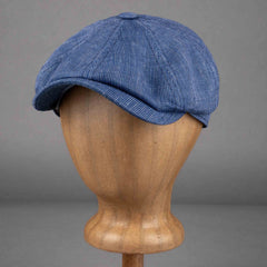 StetsonHatteras Leinen Stripes Schiebermütze blau mit weissen StreifenMützeBritish Parts Luzern