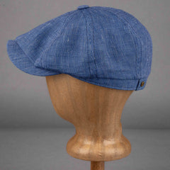 StetsonHatteras Leinen Stripes Schiebermütze blau mit weissen StreifenMützeBritish Parts Luzern