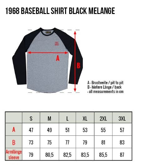 1968 Baseball Shirt LS black melange