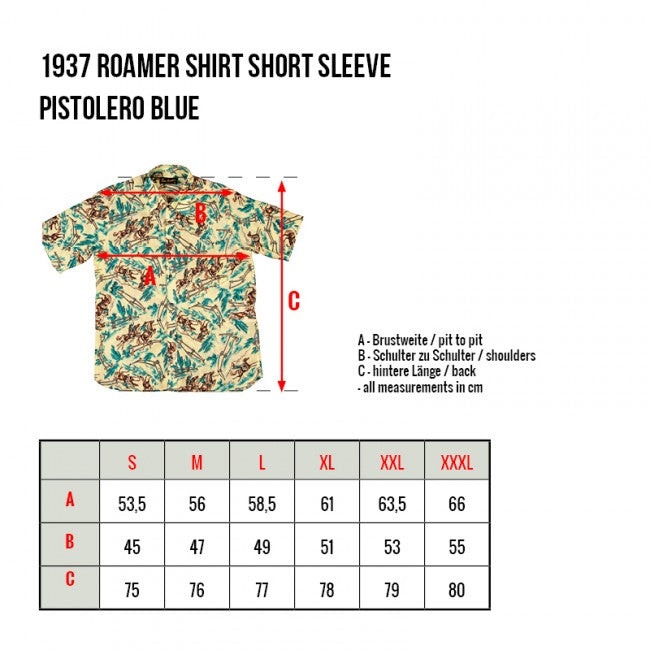 1937 Roamer Shirt Short Sleeve Pistolero Blue