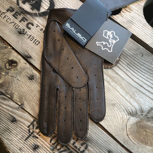 Driving gloves made of moose leather - beige/brown
