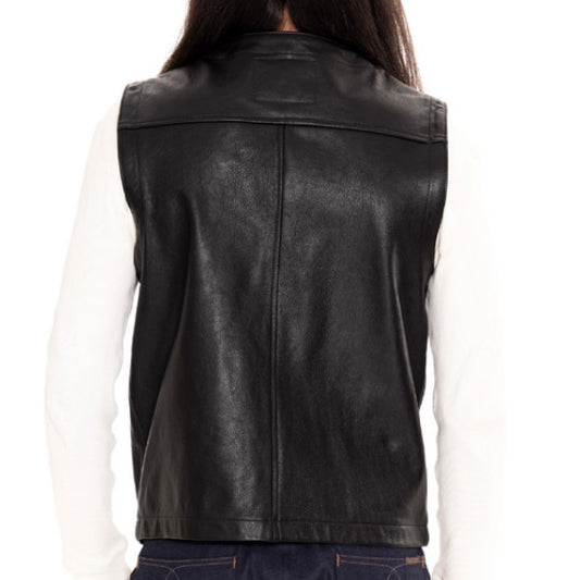 Monroe leather vest in black