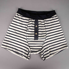 Men's boxer striped with button placket slate/natural