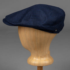 Driver Cap virgin wool, silk & cashmere flat cap blue