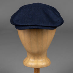 Driver Cap virgin wool, silk & cashmere flat cap blue