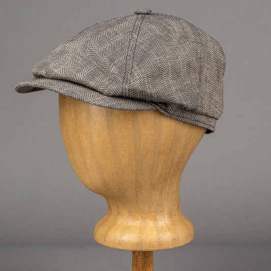 4-panel flat cap made of linen and cotton