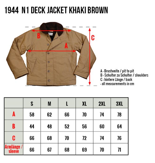 1944 N1 Deck Jacket Khaki Brown