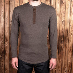 1927 Henley Shirt long sleeve brown melange
