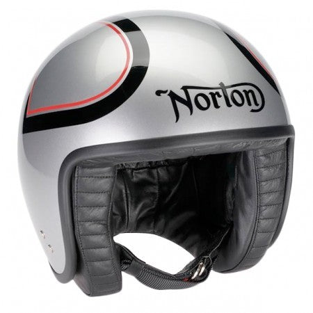 Jet Motorcycle Helmet Norton Silver Black