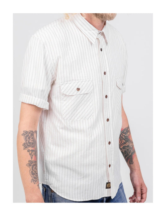Delray shirt white with brown stripes