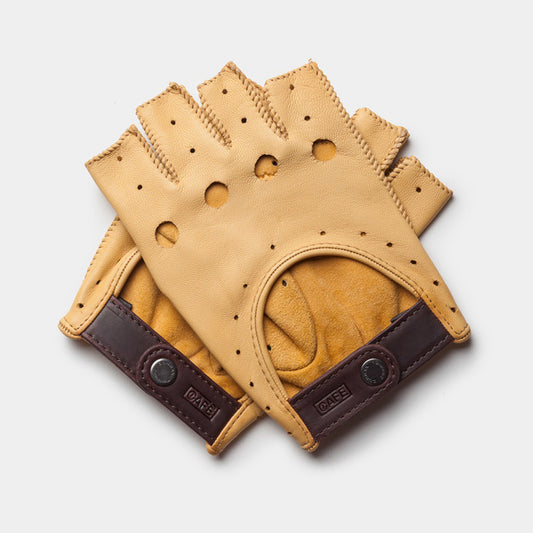 Triton fingerless driving gloves in Cream