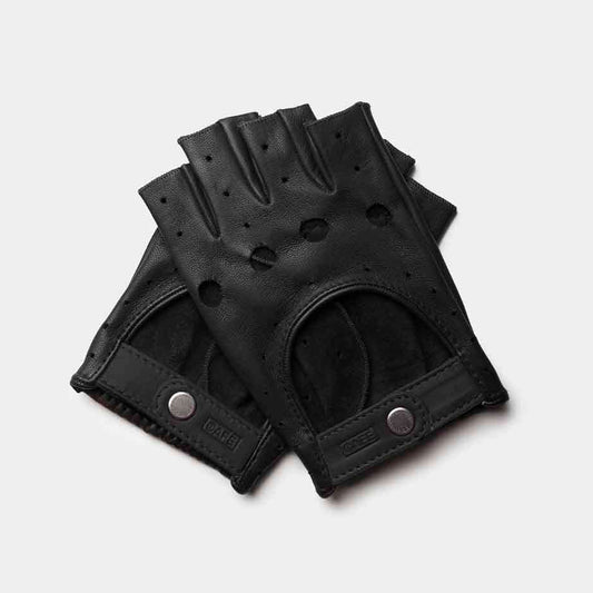 Triton fingerless driving gloves in black
