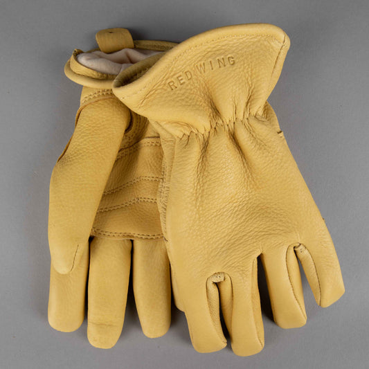 Yellow lined leather gloves
