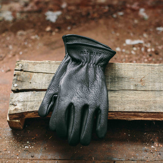 Black lined leather gloves