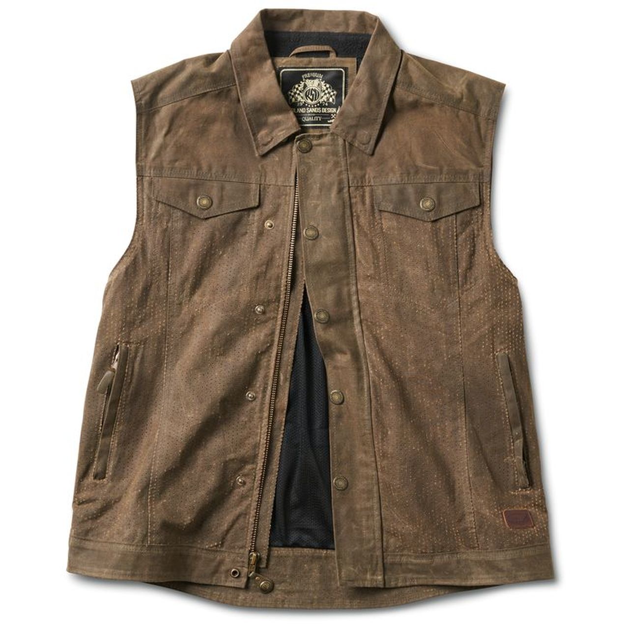 Ramone perforierte Motorradweste khaki