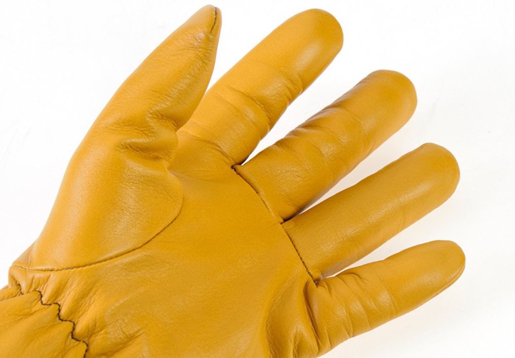 Shorty Handschuhe aus Leder in gelb
